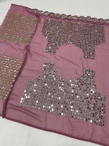 Dernier Bollywood traditionnel Designer Ethnique Georgette Saree Blouse Indian Fashion Exclusive Fancy Party Wear pour adultes - Product Image 6