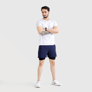 Best Men's Three-Quarter Fitness Shorts for Running Track Quick-Drying Anti-Slip Double-<b>Layer</b> Drawstring Closure Breathable - Product Image 6