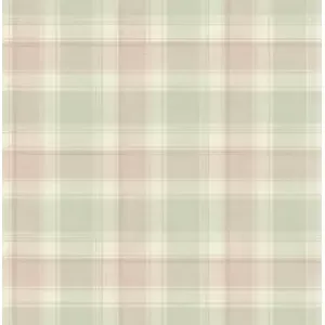 Soft Pastel <b>Green</b> and Pink Plaid Unpasted Wallpaper CC52301 Peel & <b>Stick</b> Wallpapers - Product Image 1