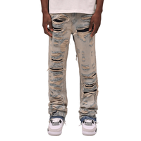 Fabricant de jeans sur mesure, jeans évasés vintage Y2K, 100% coton, effet usé à la main, pour hommes