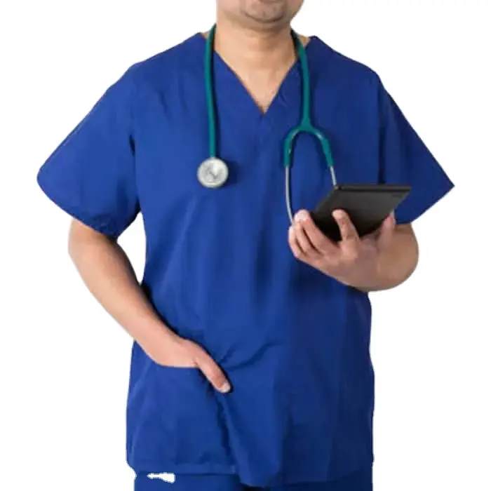 Vendita calda nuovi disegni 3 tasche uniformi Scrub infermiere medico per personale ospedaliero Top abbigliamento nero stampa cotone