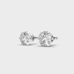 IGI Certified Lab Grown Round Brilliant Diamond Stud <b>Earrings</b> Solid 925 Sterling <b>Silver</b> 6 Prong Solitaire Diamond <b>Earrings</b> - Product Image 2