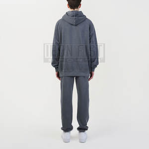 Survêtement en coton mélangé avec logo personnalisé pour hommes, tenue athlétique confortable pour l'entraînement d'hiver et les vêtements quotidiens, style ensembles à capuche - Product Image 2