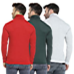 Suéter de cuello largo de Color cómodo de alta calidad Diseño de moda de invierno Logotipo personalizable Camisetas transpirables de talla grande para hombres - Product Image 1