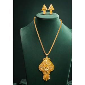 Dernières boucles d'oreilles collier ensemble avec 22Ct plaqué or à la mode collier boucles d'oreilles ensemble pour mariée porter des bijoux - Product Image 1