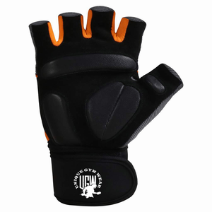 UNIQUE GYM WEAR High Quality Hot Selling Custom Logo Leather Fitness Gym Gloves <b>Wraps</b> Adjustable Wrist Strap Weight Lifting - Product Image 3