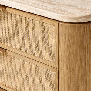 बेडरूम लिविंग रूम के लिए भंडारण दराज के साथ आधुनिक रात स्टैंड रतन लकड़ी की बेडसाइड टेबल - Product Image 5