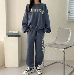 Sudadera con capucha informal al por mayor para mujer, conjunto de 2 piezas, Kimono deportivo con forro polar y cuello para Primavera, Otoño/Invierno, patrón sólido - Product Image 4