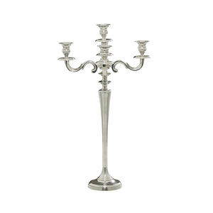 Superior Quality Metal Aluminum Tall Size 5 Arm Candelabra <b>Silver</b> Nickel Plated Candle Stand Wedding Decorations Candle Holder - Product Image 5