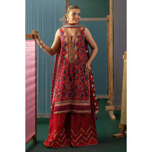 Conjunto de 3 Piezas de Traje Holgado para Mujer, 100% Algodón Transpirable, Bordado Gota, con Dupatta Estampada CL-62040 - Product Image 2