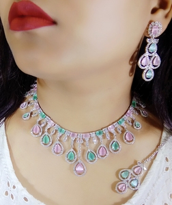 สร้อยคอพร้อมชุดเครื่องประดับต่างหูแบบห้อย2025สินค้าแฮนด์เมดจำนวนมากเครื่องประดับสตรีอินเดีย - Product Image 3