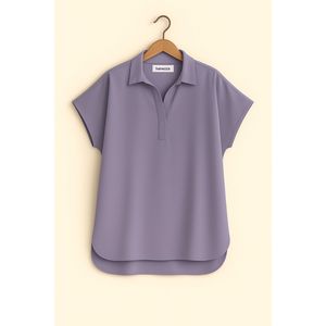 Camicetta con colletto Jessica in raso taglie forti Chic-nero, bianco, arancione, lilla, fucsia - Product Image 2