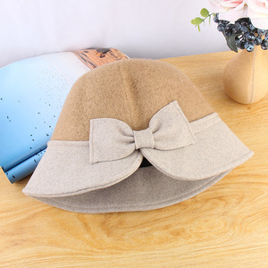 DLL536 vente en gros, chapeaux en feutre de laine pour femmes, chapeaux seau d'hiver élégants Vintage - Product Image 4