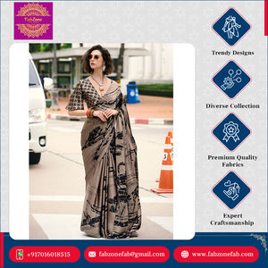 Sari en soie satinée brodé de haute qualité, design moderne, vêtements ethniques indiens pour occasions spéciales, mariage, fête - Product Image 5