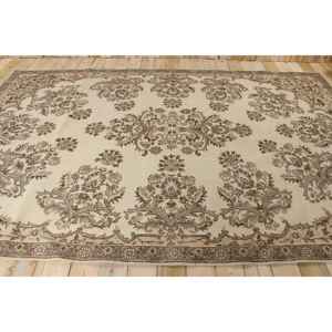 Tapis turc 7,4 x 11,2 pieds, tapis vintage brun à bordures en laine - Product Image 2