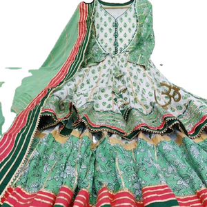 Garara Suit Anarkali <b>Kurta</b> / Kurti Dress <b>Women</b> Wedding Party Pakistani Cotton Moisture Wicking Sun Protection Knee-Length - Product Image 1