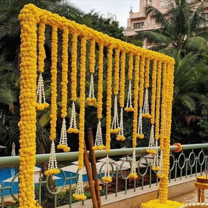 สายประดับดอกดาวเรืองฉากหลังบนเวทีการแขวนดอกดาวเรืองการตกแต่ง ganpati การตกแต่งเทศกาลและงานเลี้ยงงานแต่งงาน - Product Image 1