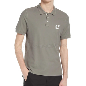 Camiseta Polo personalizada de alta calidad para hombre Camisetas Polo ajustadas de color gris liso simple para hombre - Product Image 1