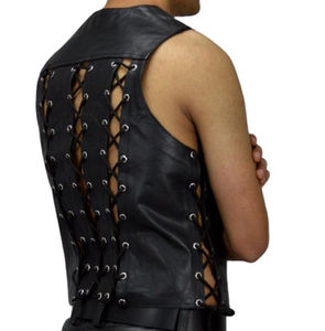 Gilet en cuir pour homme, design classique élégant de haute qualité, logo personnalisé, veste imperméable et coupe-vent d'hiver, cuir véritable - Product Image 3