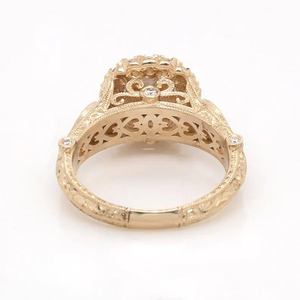 Anillo de Halo Vintage de plata 925 con diamante de corte redondo cultivado en laboratorio de 1 quilate, estilo antiguo, joyería fina sostenible, regalo perfecto para ella - Product Image 3