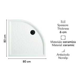 Matera H6CM White Semi-Circular 80x80 <b>Shower</b> <b>Tray</b> Stylish Basins Product - Product Image 2