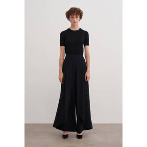 High Waist Crepe Solid Color Trousers <b>Skirt</b>-<b>Black</b> - Product Image 5