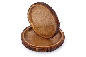 Plateau de service rond en bois fait main de haute qualité avec écorce naturelle pour le service des aliments et l'affichage de la quantité en vrac d'approvisionnement du fabricant - Product Image 5