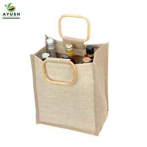 Sacs à vin durables pour 6 bouteilles en jute et coton avec options personnalisables pour les marchés et centres commerciaux de vin - Product Image 3