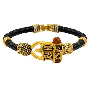 Bijoux Boho Vintage Tribal Shiv Trishul Bracelet en cuir pour hommes femmes réglable Bracelet extensible bijoux faits à la main cadeaux pour femmes