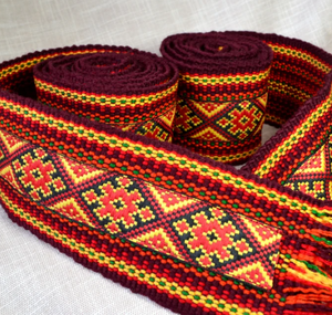 Cinturón Hutsul Ucraniano Tejido a Mano, Faja Cossack Kozak, 1.5 3m de Largo, 7cm de Ancho, Accesorio Étnico Tradicional - Product Image 4