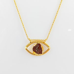 สร้อยคอหินจันทราธรรมชาติดิบสีรุ้งจี้ตาปีศาจ Raugh Stone Garnet เงินสเตอร์ลิง925สร้อยหินสีเงินสเตอร์ลิง - Product Image 6