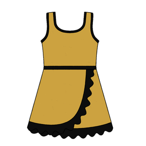Robe jaune unie et noire pour petite fille, style boutique, GSD4134, vente en gros, robe athlétique sans manches à volants pour bébé fille. - Product Image 1