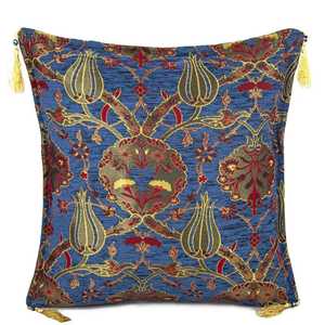 45x45 cm Lale Desenli Minder No 2 Mavi Decorative & <b>Throw</b> <b>Pillow</b> - Product Image 1