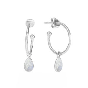 ต่างหูห้อยทรงหยดน้ำ รุ่นเรนโบว์มูนสโตน ขนาด 8x10 มม. ทำจากเงินแท้ชุบทองคำแท้ ขายส่ง - Product Image 2