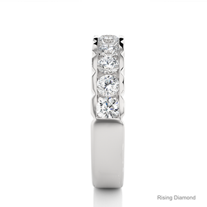 1,5 quilates corte redondo laboratorio cultivado diamante media eternidad conjunto CVD boda banda en oro blanco aniversario anillos de regalo - Product Image 2