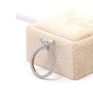 Mode classique bague 8mm coupe ronde 10K14k18k or blanc Moissanite mariage bagues de fiançailles pour les femmes - Product Image 1