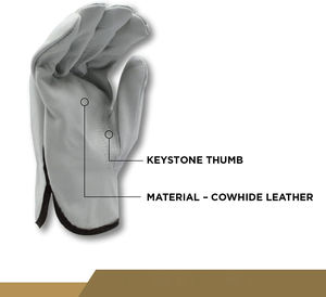 Gants de conducteur de camion en cuir de vachette de qualité supérieure blanc naturel souple et durable Gants de conduite de sécurité pour le travail industriel au design personnalisé - Product Image 2