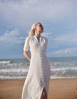 Robe longue en coton blanc pour invité de mariage pour femmes vêtements de grande taille très élégant et chic respirant Maxi disponible grande taille