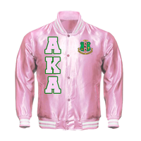 Broderie personnalisée lettre de fraternité grecque sororité applique logo veste en satin 100% polyester baseball letterman blouson aviateur