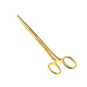 Pinzas Hemostáticas de Alta Calidad, Color Dorado, con Bloqueo Antimosquitos, Rectas, de Acero Inoxidable Alemán, Instrumento Médico Manual - Product Image 1