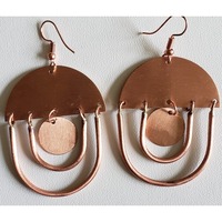 Boucles d'oreilles martelées à la main, fabrication indienne, minimalistes, pendantes, disques de pièces bruts, bijoux vintage, modèle 191E, pour acheteurs en gros