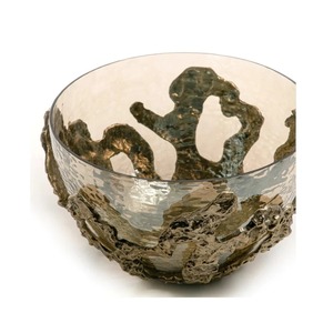 Bol de service décoratif en verre et en métal antique de vente chaude avec un design unique par Brushstroke Bliss de l'Inde Trending Design - Product Image 3