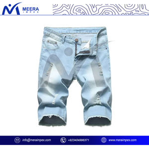 Men's Classic Fit Denim Shorts with Rolled Hem, Distressed <b>Details</b>, and Soft Fabric - a Perfect Blend of Style and Comfort - Product Image 2