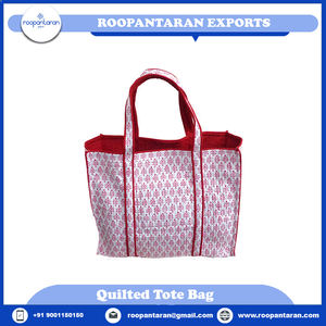 Meilleur prix fait à la main soirée sac fourre-tout bloc imprimé doux coton rembourré matelassé fermeture à glissière à vendre - Product Image 6