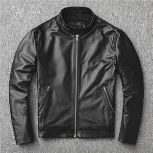 Custom Men's Premium Leather Bomber Jacket for Winter High Quality High <b>Street</b> Style Stand Collar with Low MOQ - Product Image 2