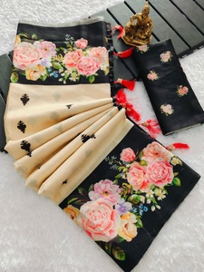 ส่าหรีผ้าไหมทัสซาร์สารีไหมทัสซาร์บริสุทธิ์สวย100% คุณภาพสูงสำหรับผู้หญิงขายส่งจำนวนมาก - Product Image 3