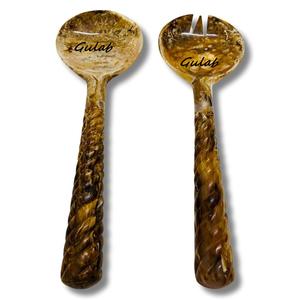 Taille et couleur personnalisées Serveurs à salade en résine bois métallique 2 pièces Ensemble de produits de haute qualité fabriqués à la main en Inde - Product Image 1