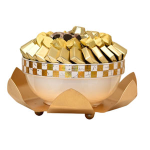 Cuenco de chocolate de metal dorado clásico con caligrafía árabe para celebraciones y ocasiones especiales Cuenco de chocolate de metal decorativo - Product Image 5