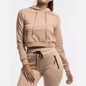 Meilleure vente de qualité supérieure sweat à capuche de gymnastique pour femmes respirant éponge tricoté matériel élégant conception OEM décontracté avant imprimé automne - Product Image 6