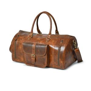 Handmade Custom Logo Genuine Leather Duffle <b>Bag</b> <b>for</b> <b>Men</b> Wholesale Carry Overnight <b>Weekend</b> Sports Gym Travel <b>Bag</b> - Product Image 3